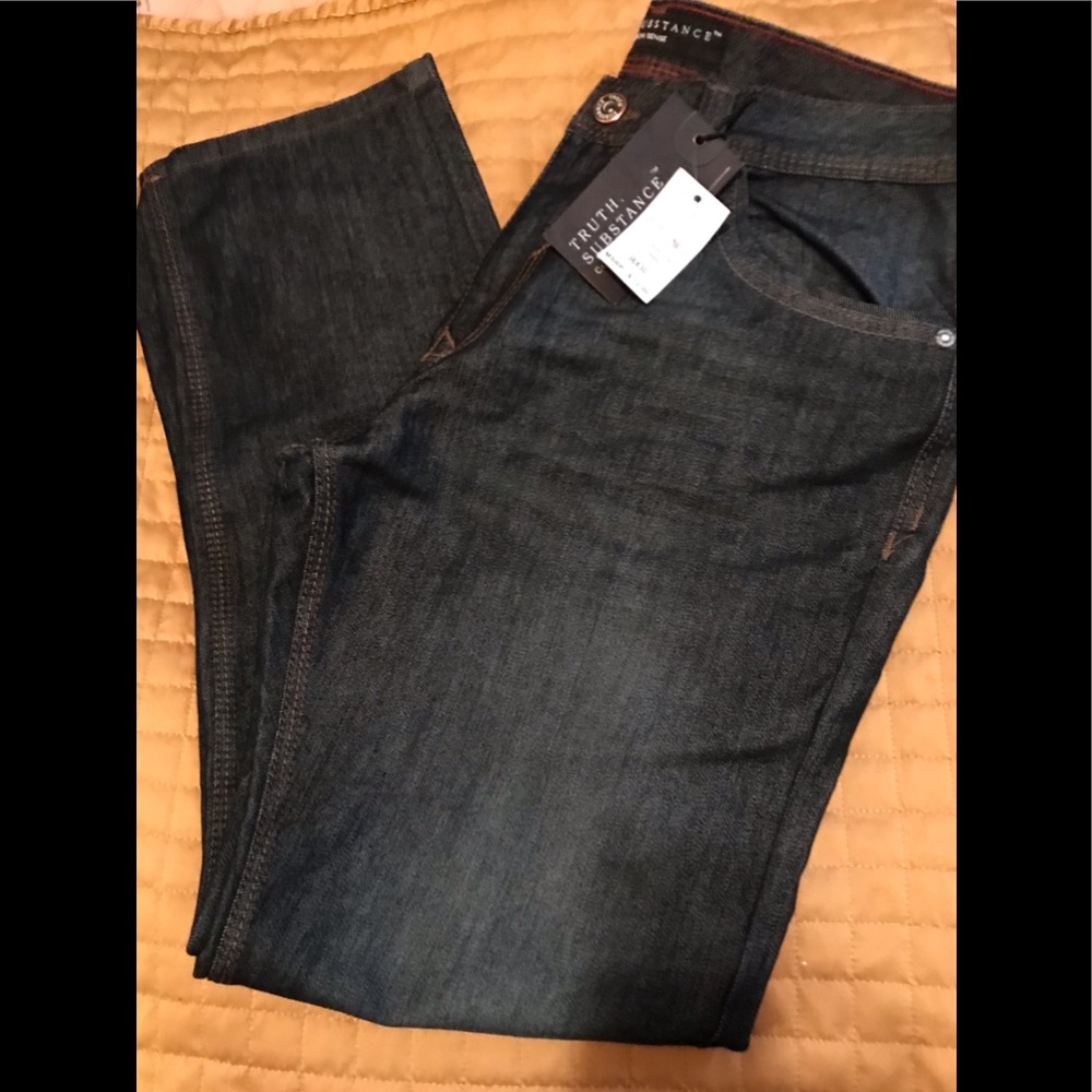 TRUE SUBSTANCE Dark Blue Slim Straight jeans.
